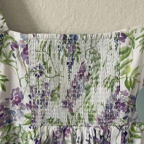 NWT Hill House Sz XS Matilda Midi Dress Wisteria White Floral Bridgerton Cottage - Picture 11 of 14